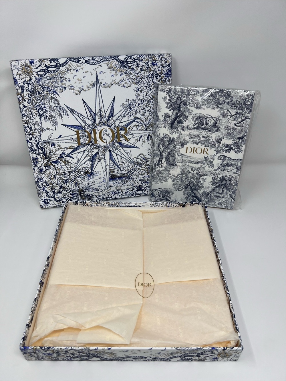 Christian Dior Toile de Jouy motif notebook with Toile Gift Box Gold Logo NWT